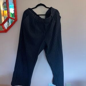 Wide leg navy pinstripe wool trousers - Abercrombie & Fitch